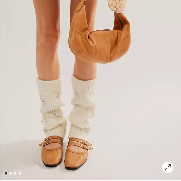 Free People Tan Carmel Gemini Crystal Ballet Flats double strap suede nwt 7.5 - Picture 2 of 5